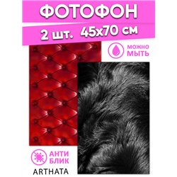Фотофон черный мех и красная кожа виниловый 45х70