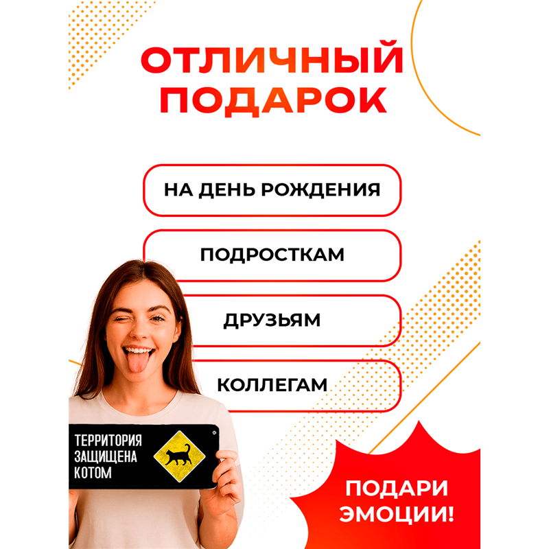 Прикольная Табличка для дома ворот Территория защищена котом