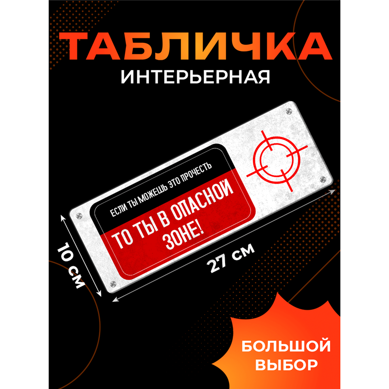 Подарок Табличка с приколом подростку "ты в опасной зоне"