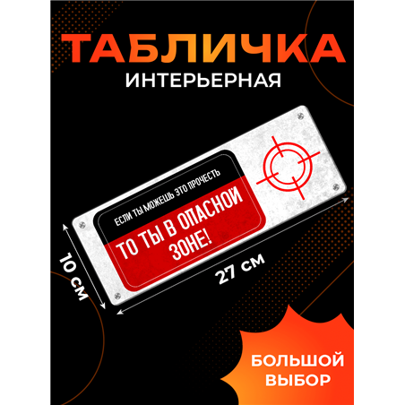 Подарок Табличка с приколом подростку "ты в опасной зоне"
