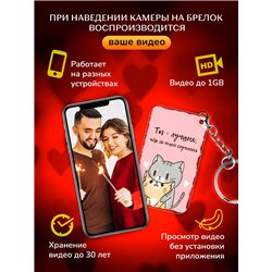 Подарок для девушки оживающий брелок Валентинка "Котики"
