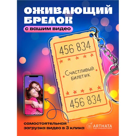 Подарок парню оживающий брелок с видео "Счастливый билетик"