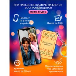 Подарок парню оживающий брелок с видео "Счастливый билетик"