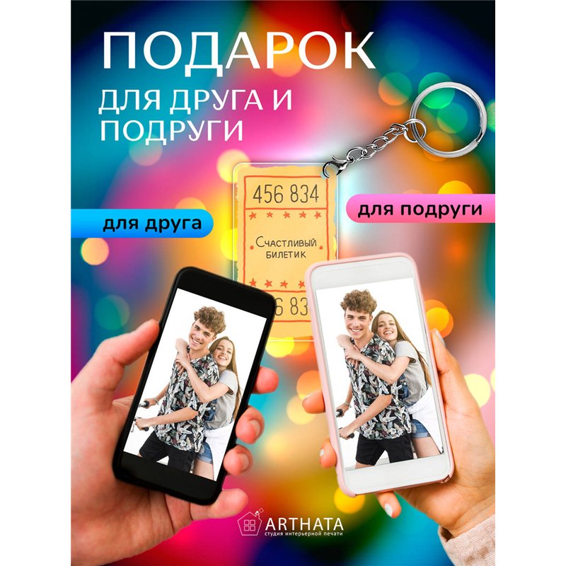 Подарок парню оживающий брелок с видео "Счастливый билетик"