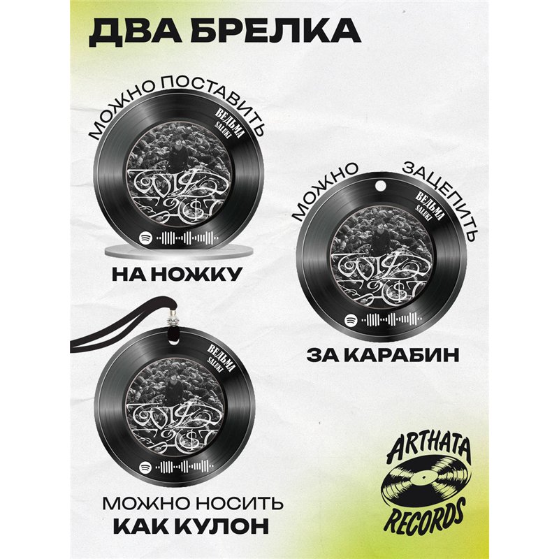 Spotify Пластинка SALUKI, брелок спотифай SALUKI - ведьма