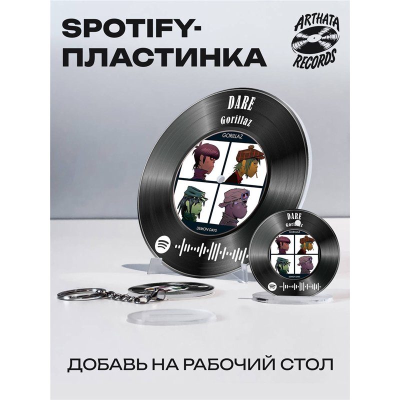 Spotify постер Gorillaz, брелок Gorillaz - DARE