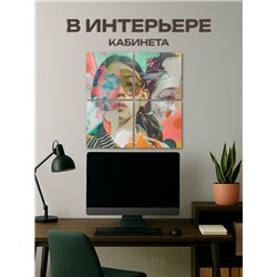 Модульная Картина Для Интерьера С Лицами Девушек 80Х80