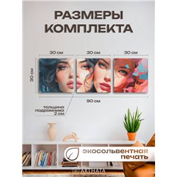 Картины На Стену В Интерьер Девушки Брюнетка И Рыжая 90Х30