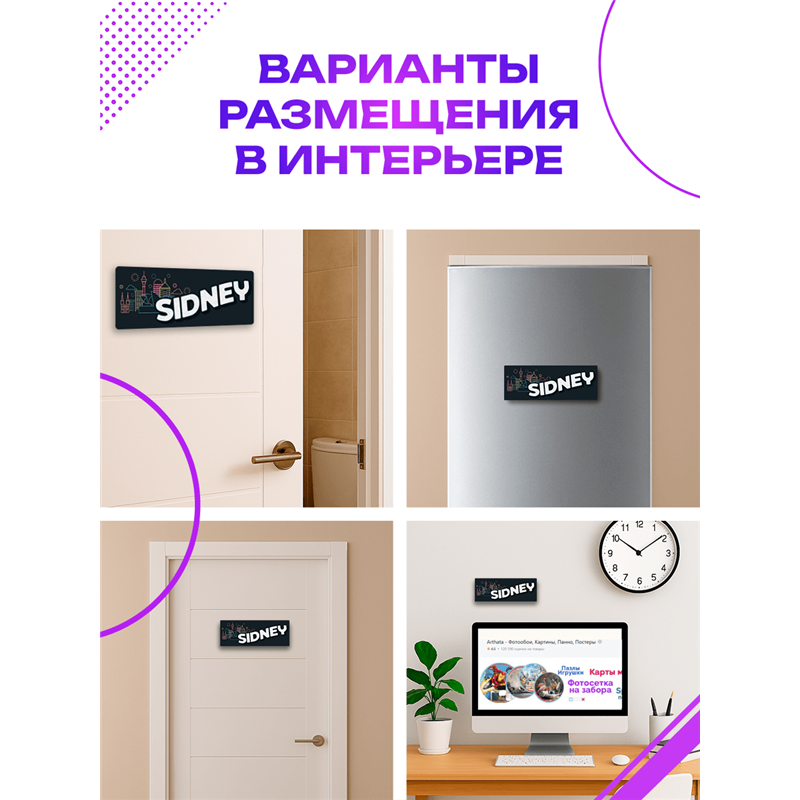 Стильный Декор на дверь Табличка интерьерная города Sydney
