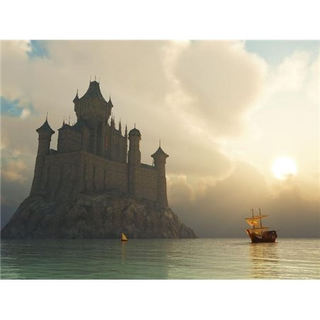 Замок в море - Фотообои Море|побережье