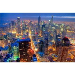 Ночной Чикаго - Фотообои Современный город|Чикаго