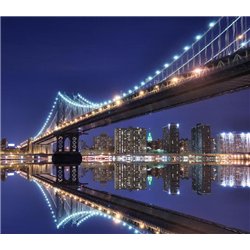 Бруклинский мост в ночном Нью-Йорк - Фотообои Современный город|Нью-Йорк