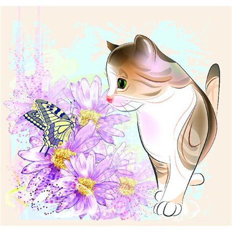 Котенок в цветах - Фотообои детские