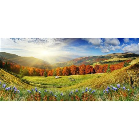 Солнце над горами - Фотообои природа|поля