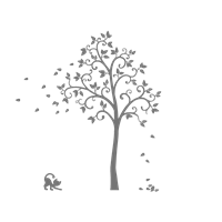 Портреты картины репродукции на заказ - Трафарет Элегантная кошка и цветущее дерево