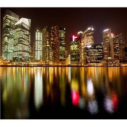 Отражение огней города в воде - Фотообои Современный город|Ночной город