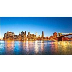 Отражение огней города в воде - Фотообои Современный город