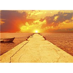 Причал с лодкой - Фотообои Закаты и рассветы