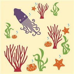 Трафарет Веселый подводный мир - Модульная картины, Репродукции, Декоративные панно, Декор стен