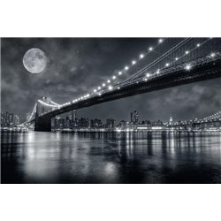 Луна над мостом - Фотообои Современный город|Нью-Йорк