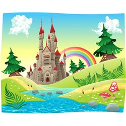Замок и радуга - Фотообои детские|универсальные