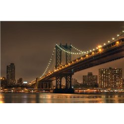 Бруклинский мост ночью - Фотообои Современный город|Нью-Йорк