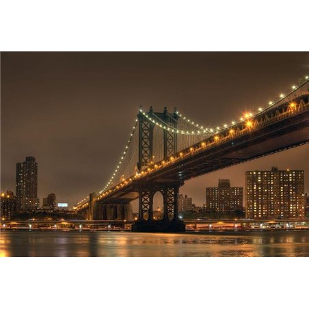 Бруклинский мост ночью - Фотообои Современный город|Нью-Йорк