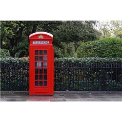 Красная телефонная будка - Фотообои природа|деревья и травы