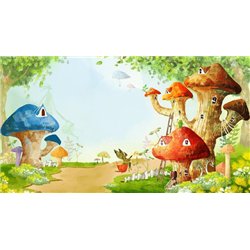домики-грибочки - Фотообои Иллюстрации