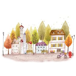 улица города - Фотообои Иллюстрации