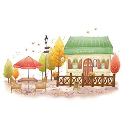 кофейня - Фотообои Иллюстрации