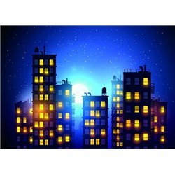 ночной город - Фотообои Иллюстрации