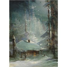 Картина на холсте по фото Модульные картины Печать портретов на холсте Изба в зимнем лесу