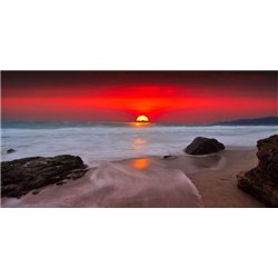 Красный закат над морем - Фотообои Закаты и рассветы