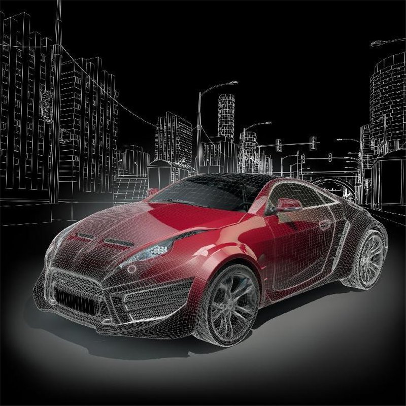 Красный автомобиль - Фотообои Техника и транспорт|автомобили