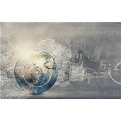 Планета на фоне города - Фотообои Креатив