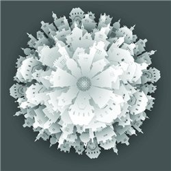Бумажный город - 3D фотообои|3D фигуры