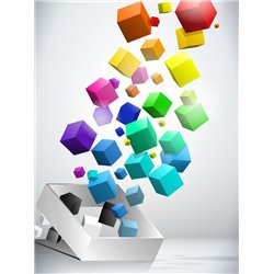 Цветные кубы - 3D фотообои|3D фигуры