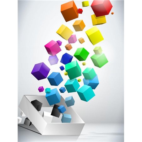 Цветные кубы - 3D фотообои|3D фигуры