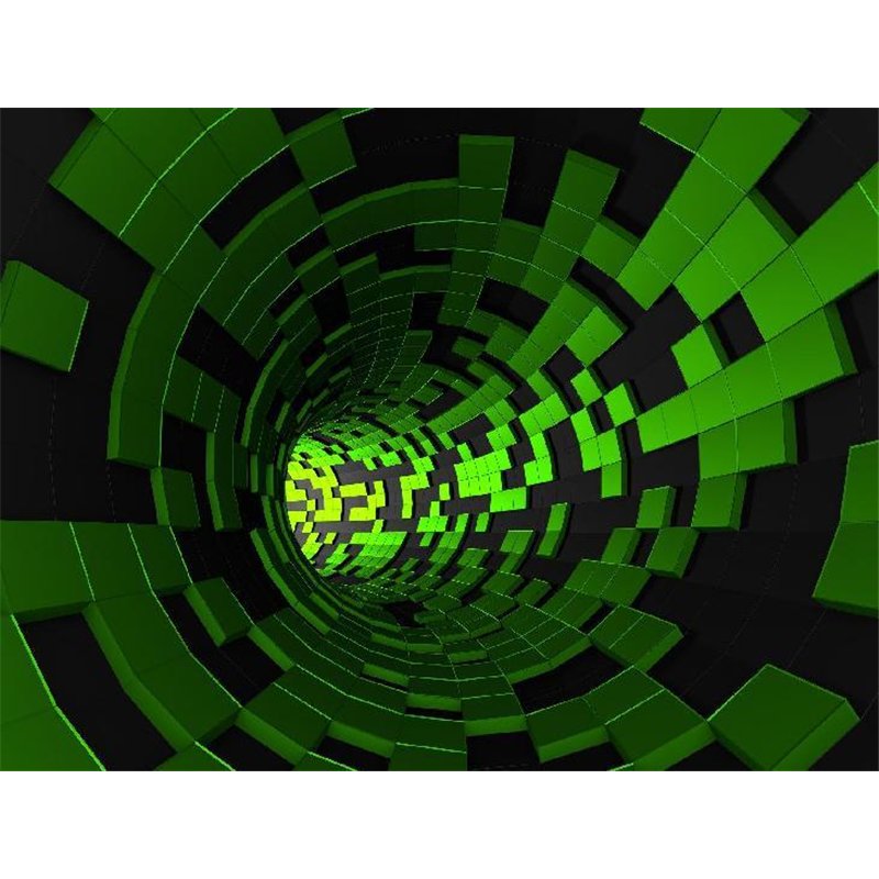 Зеленый туннель - 3D фотообои|Стереоскопические обои
