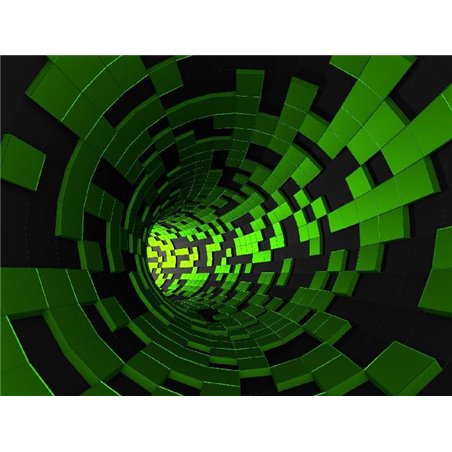 Зеленый туннель - 3D фотообои|Стереоскопические обои