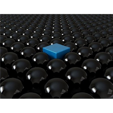Куб среди шаров - 3D фотообои|3D фигуры