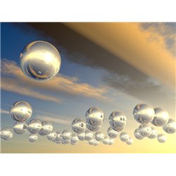 Шары в небе - 3D фотообои|3D фигуры