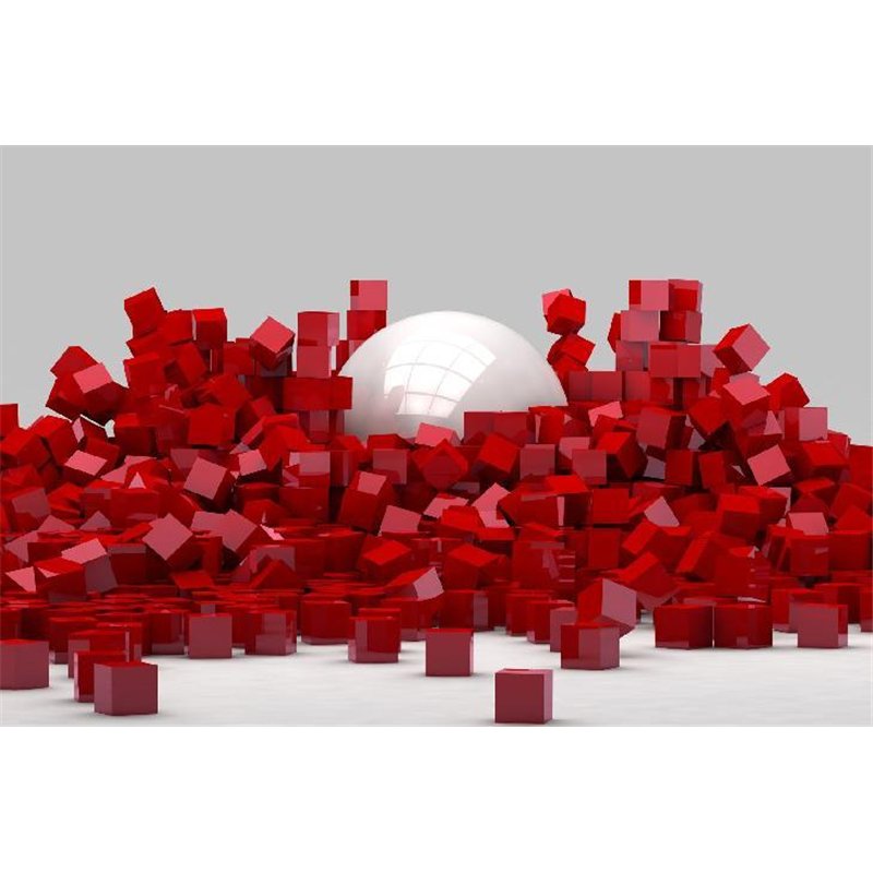 Шар среди квадратов - 3D фотообои|Стереоскопические обои