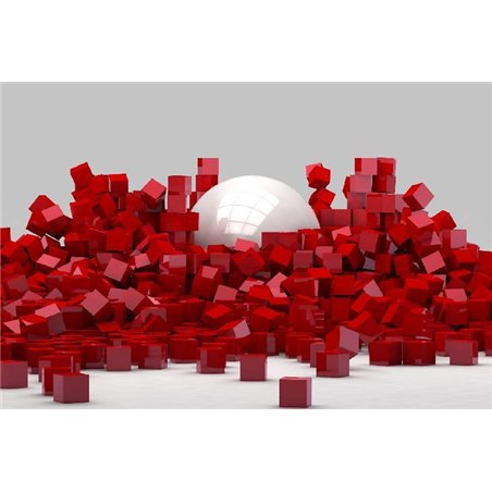 Шар среди квадратов - 3D фотообои|Стереоскопические обои