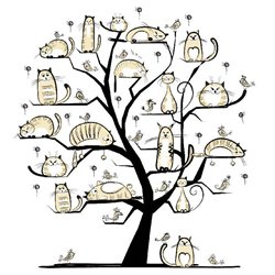 Котики на дереве - Фотообои детские