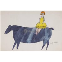 Портреты картины репродукции на заказ - Девушка на лошади