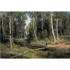 Картина на холсте по фото Модульные картины Печать портретов на холсте Ручей в березовом лесу