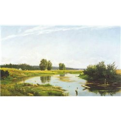 Пейзаж с озером - Модульная картины, Репродукции, Декоративные панно, Декор стен