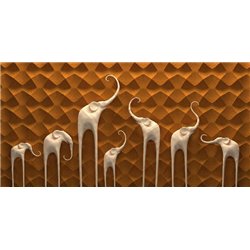 Белые слоны - 3D фотообои|3D паттерн